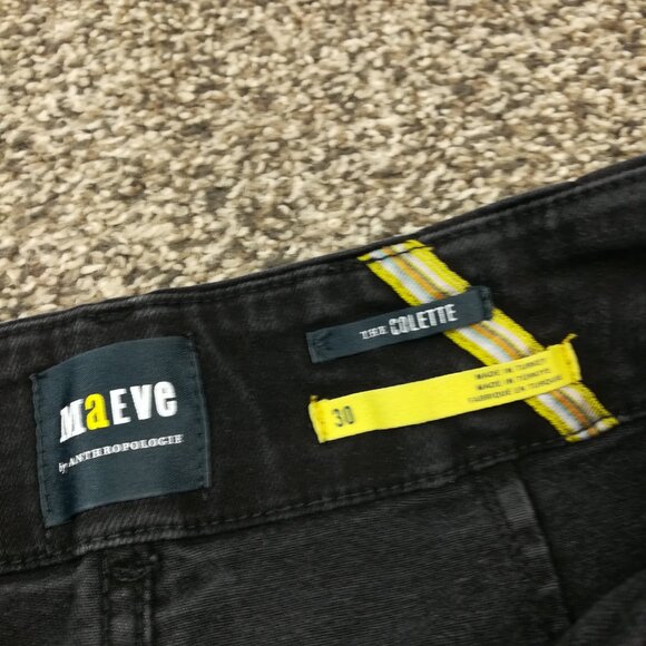 Anthropologie Maeve Jeans Colette Denim High-Rise Cropped Wide-Leg Black Sz 30 - Picture 4 of 11